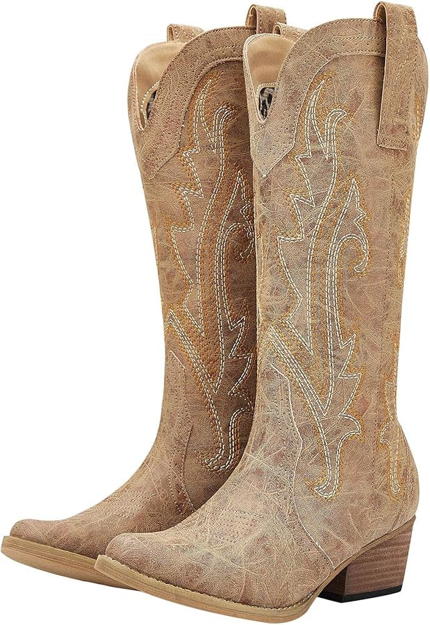 HISEA Rollda Cowboy Boots Women Western Boots Cowgirl Boots Ladies Pointy Toe Fashion Boots | Amazon (US)