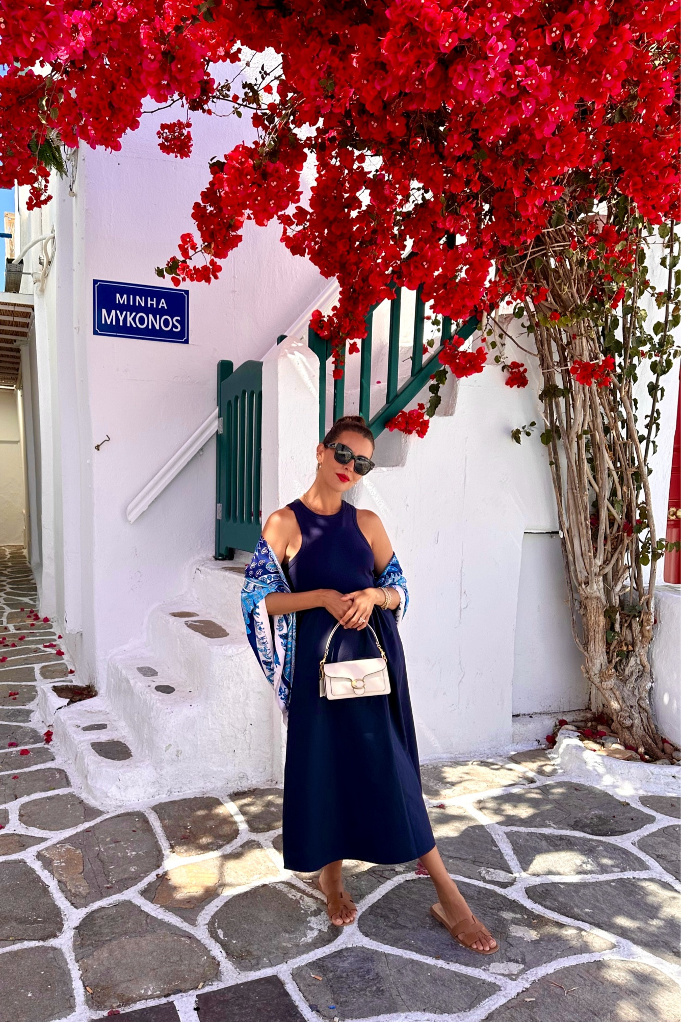 Size S in dress Available in many colors! Lipstick is Ruby Woo. Bag comes with extra crossbody strap. Scarf is 50"

Vacation style, Mother’s Day, 