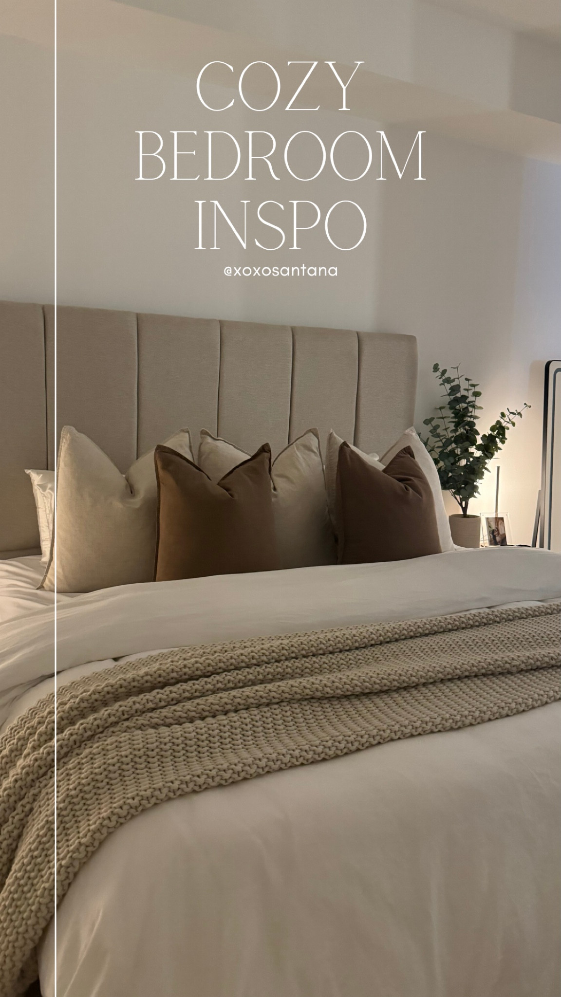 My cozy bedroom 🤎 keeping it neutral. A hack for fluffier pillows is to get a bigger insert and smaller cover. The beige pillows are 26x26 and the covers are 24x24. The brown pillows are 24x24 and the covers are 22x22. The silk pillowcases I linked are amazing, great for your skin and hair and keep your pillow cold all night. The duvet insert is in “oversized king” and the cover is in standard “king”, again to look fluffier and more full. The throw from target is so cozy, I always steal it for my couch for movie night. All the exact links are below 🫶🏻

#LTKFindsUnder100 #LTKStyleTip #LTKHome