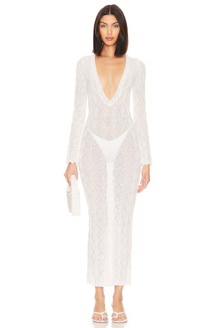 MORE TO COME Dylan Deep V Maxi Dress in Ivory from Revolve.com | Revolve Clothing (Global)