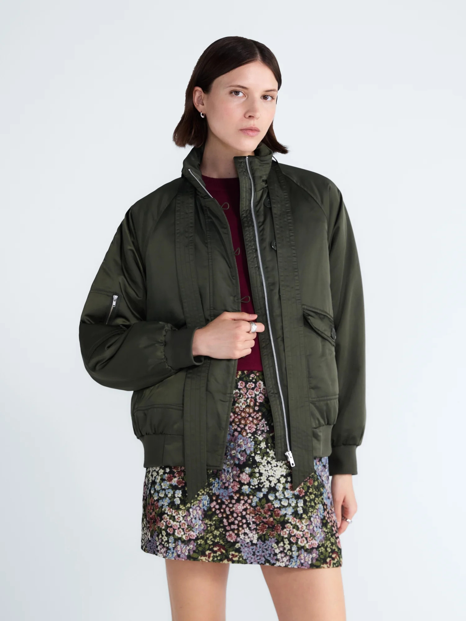 Free Assembly Women's Bow Tie Bomber Jacket, Sizes XS-XXL - Walmart.com | Walmart (US)