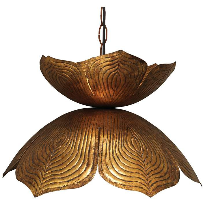 Jamie Young Flowering Lotus 20" Wide Antique Gold Pendant | Lamps Plus