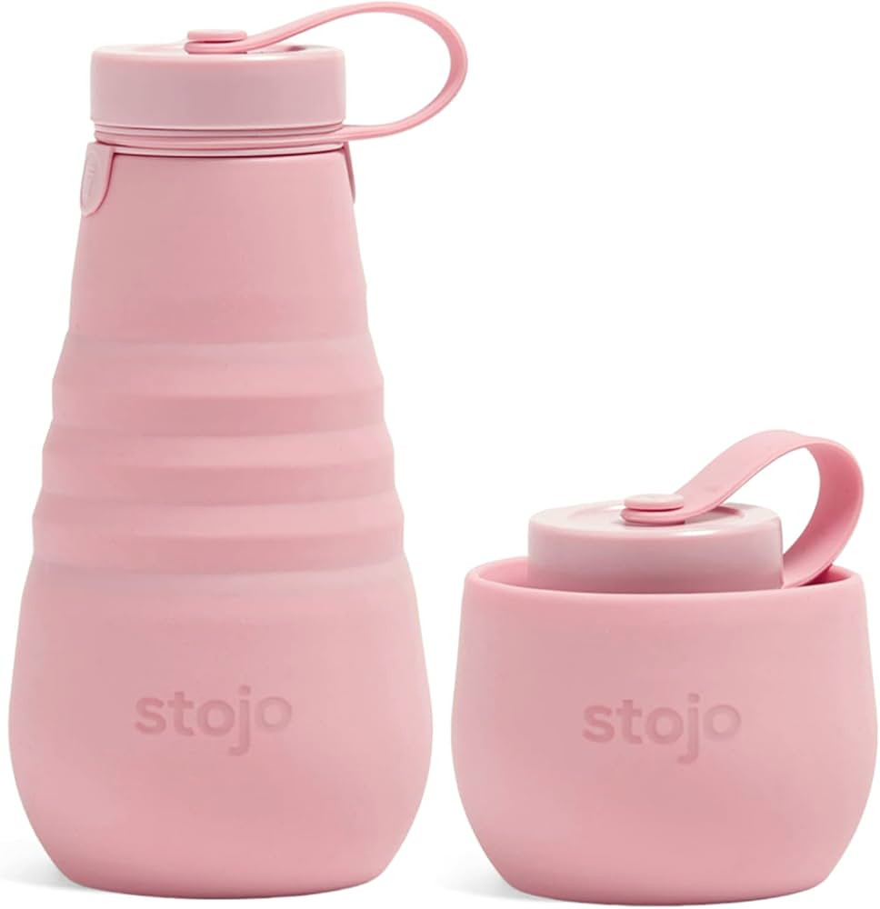 STOJO Collapsible Water Bottle – Carnation Pink, 20oz / 592ml - Leak-Proof Reusable Silicone Tr... | Amazon (US)