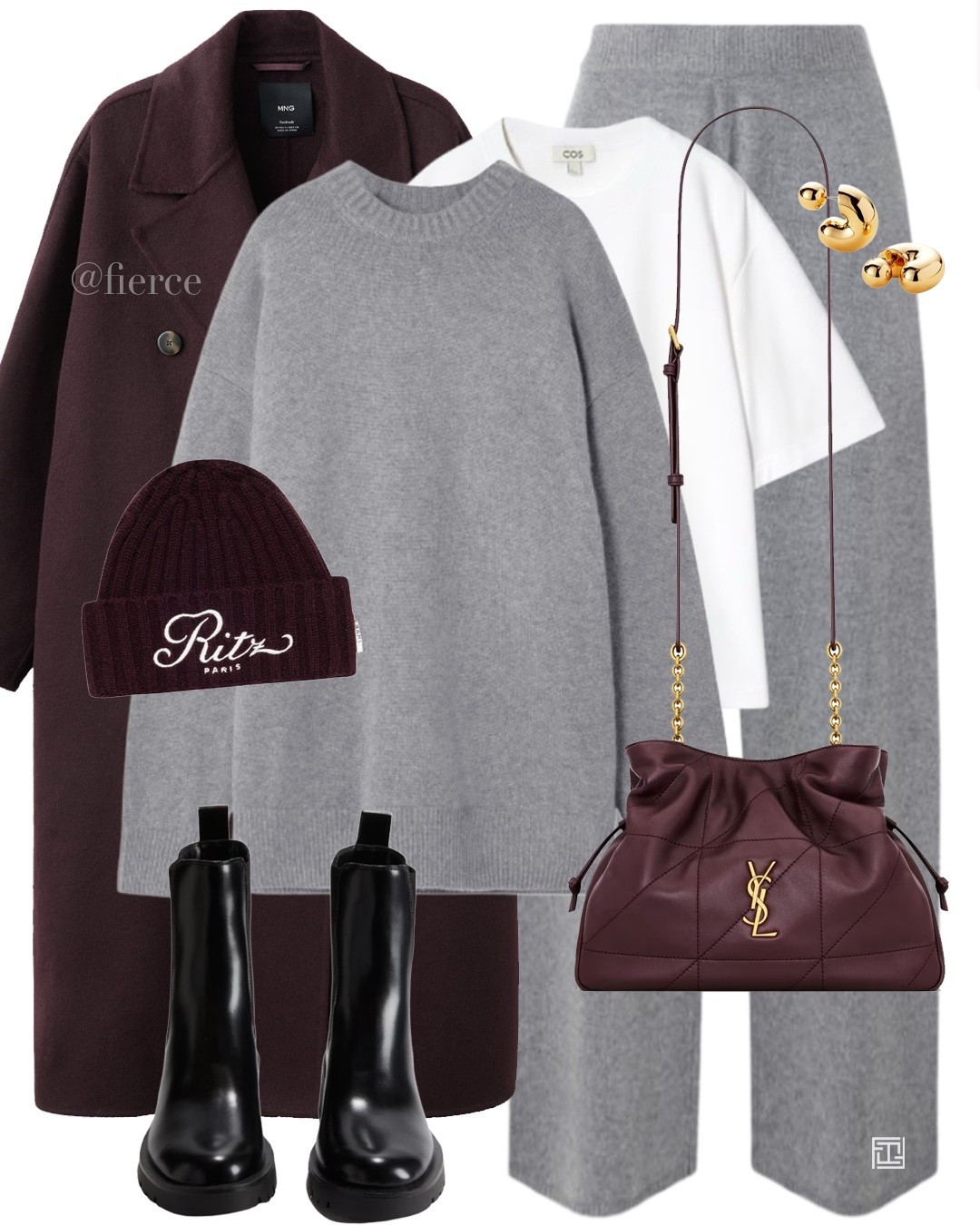 Grey knitted co-ord lounge set burgundy bag ankle boots burgundy wool cosy weekend outfit Christmas Day walk look 

#LTKwinter #LTKuk #LTKeurope