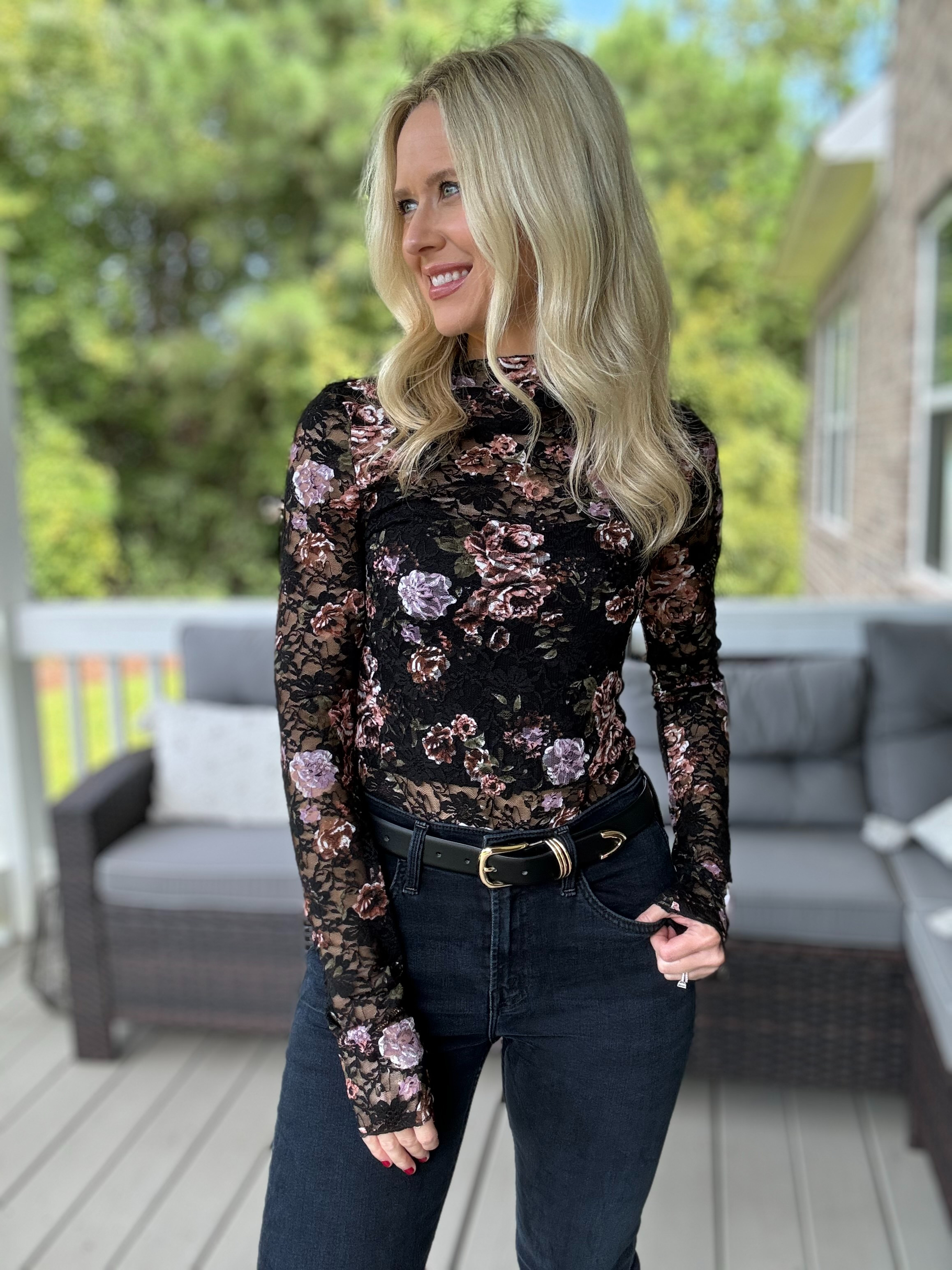 MINTREUS Lace Top with Long Sleeves Stand Collar Embroidered Floral Design Ideal for Parties and ... | Walmart (US)