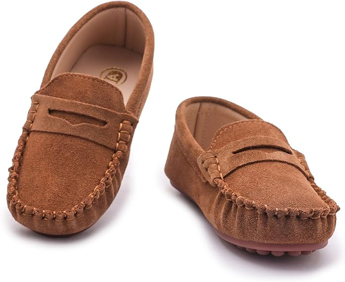 DADAWEN Toddler Little Kid Boys Girls Soft Suede Leather Slip On Loafer Flats Dress Shoes Casual ... | Amazon (US)