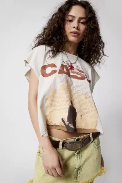 Johnny Cash Cropped Muscle Tee | Urban Outfitters (US and RoW)