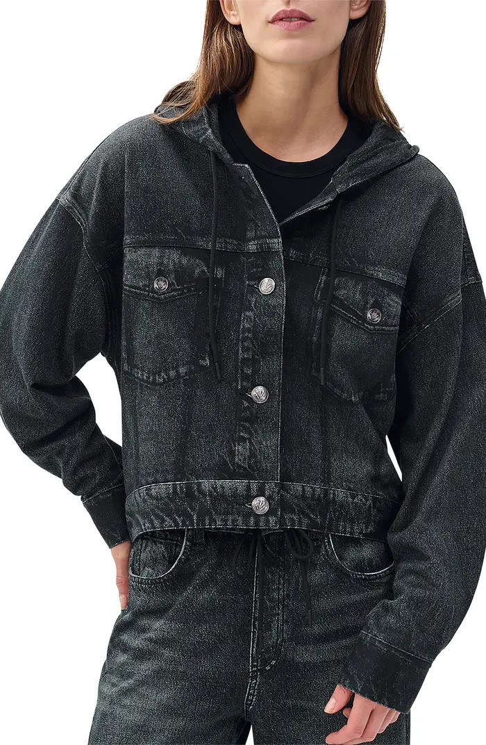 rb Miramar Hooded Trompe l'Oeil Faux Denim Terry Trucker Jacket | Nordstrom