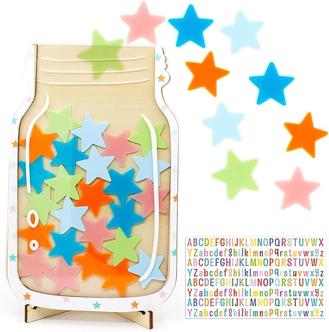 Personalized Stars Reward Jar for Kids, DIY, with Colorful Letter Stickers, Potty Training Reward... | Amazon (US)