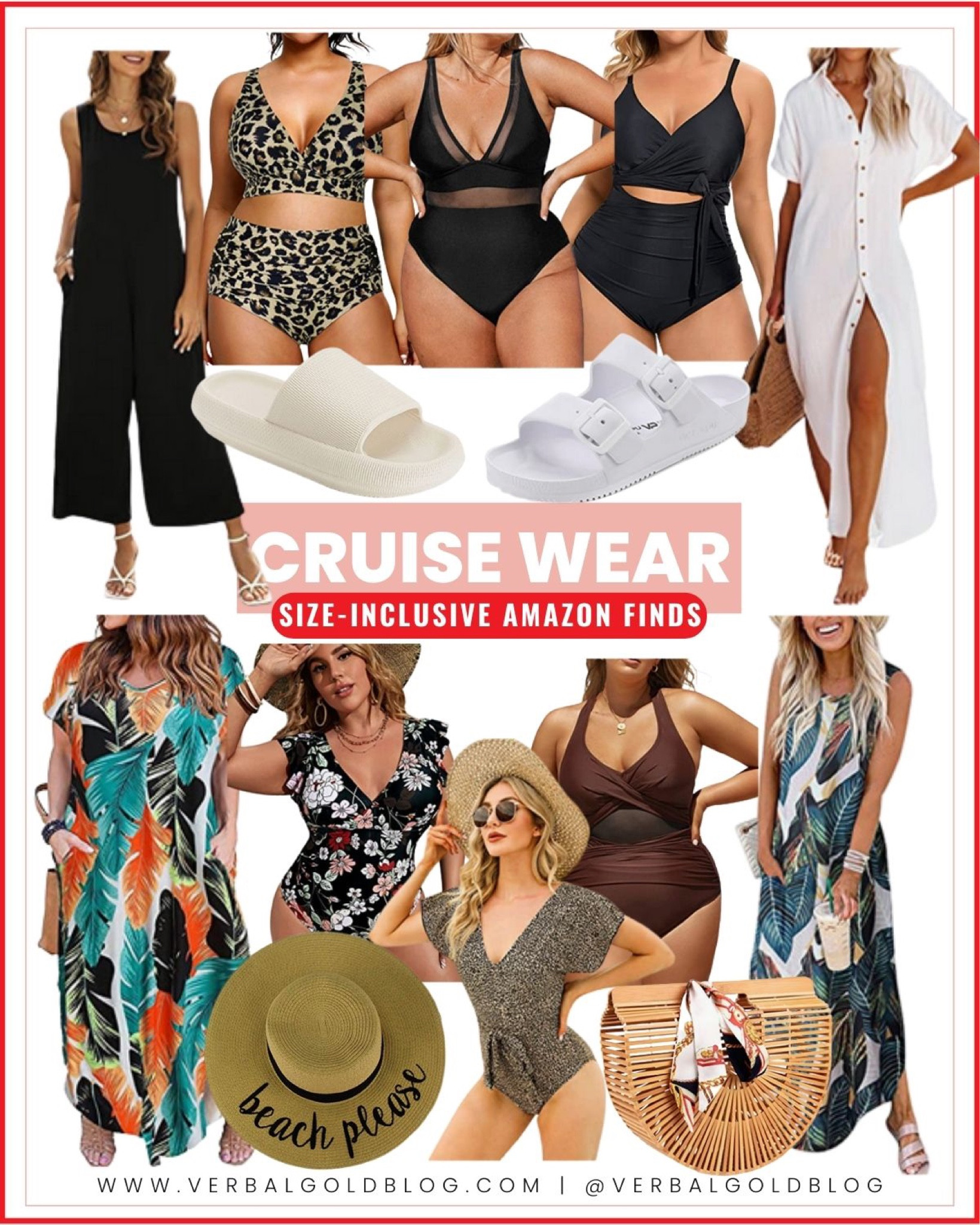 Amazon Cruise wear - size inclusive cruise outfits - plus size swimsuits / swimsuit coverups - beach vacation outfits - plus size swim coverup - beach hats - beach sandals - resort outfits 


#LTKcurves #LTKswim #LTKtravel