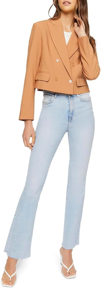 Forever 21 Womens Double-Breasted Cropped Blazer | Amazon (US)