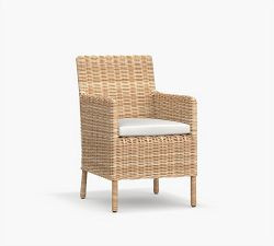 Huntington Wicker Roll Arm Outdoor Dining Chair | Pottery Barn (US)