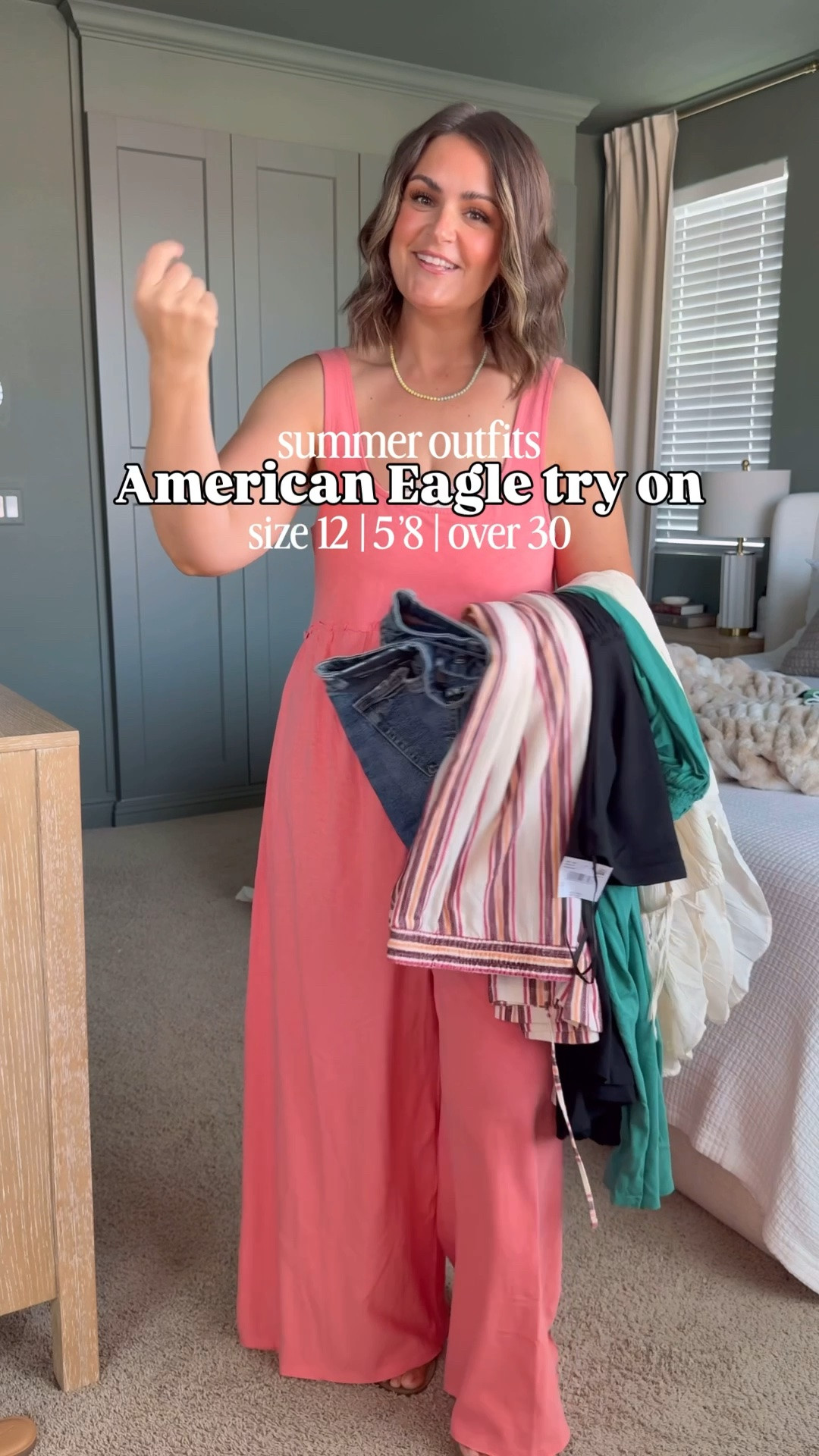 American Eagle summer on sale ✨
Jumpsuit, medium (size down)
Tops, large
Skirt, 12 (need 14)
Striped pants, xl (need large)
Dresses, large
(Need a medium for the ivory dress)
Dark denim shorts, 14
Distressed denim shorts, 12
Denim jacket, large (want to try medium)

Size 12, American Eagle, midsize, Memorial Day sale, summer dress, summer outfits, closet staples @ae

#LTKstorytime #LTKMidsize #LTKSaleAlert