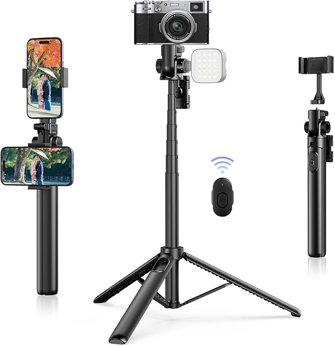 ULANZI MT-70 Extendable Tripod, 63" Selfie Stick Vlog Tripod Stand with 2 Phone Clips as Teleprom... | Amazon (US)