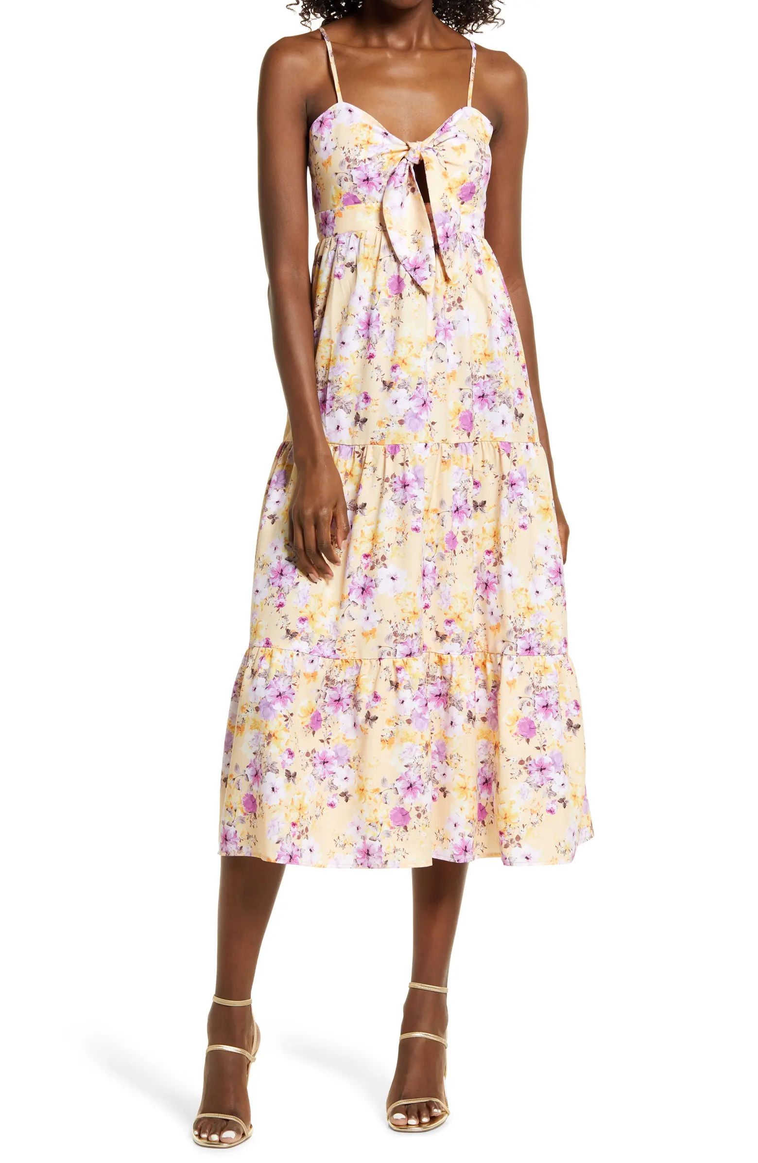 Claro Floral Front Cutout Dress | Nordstrom