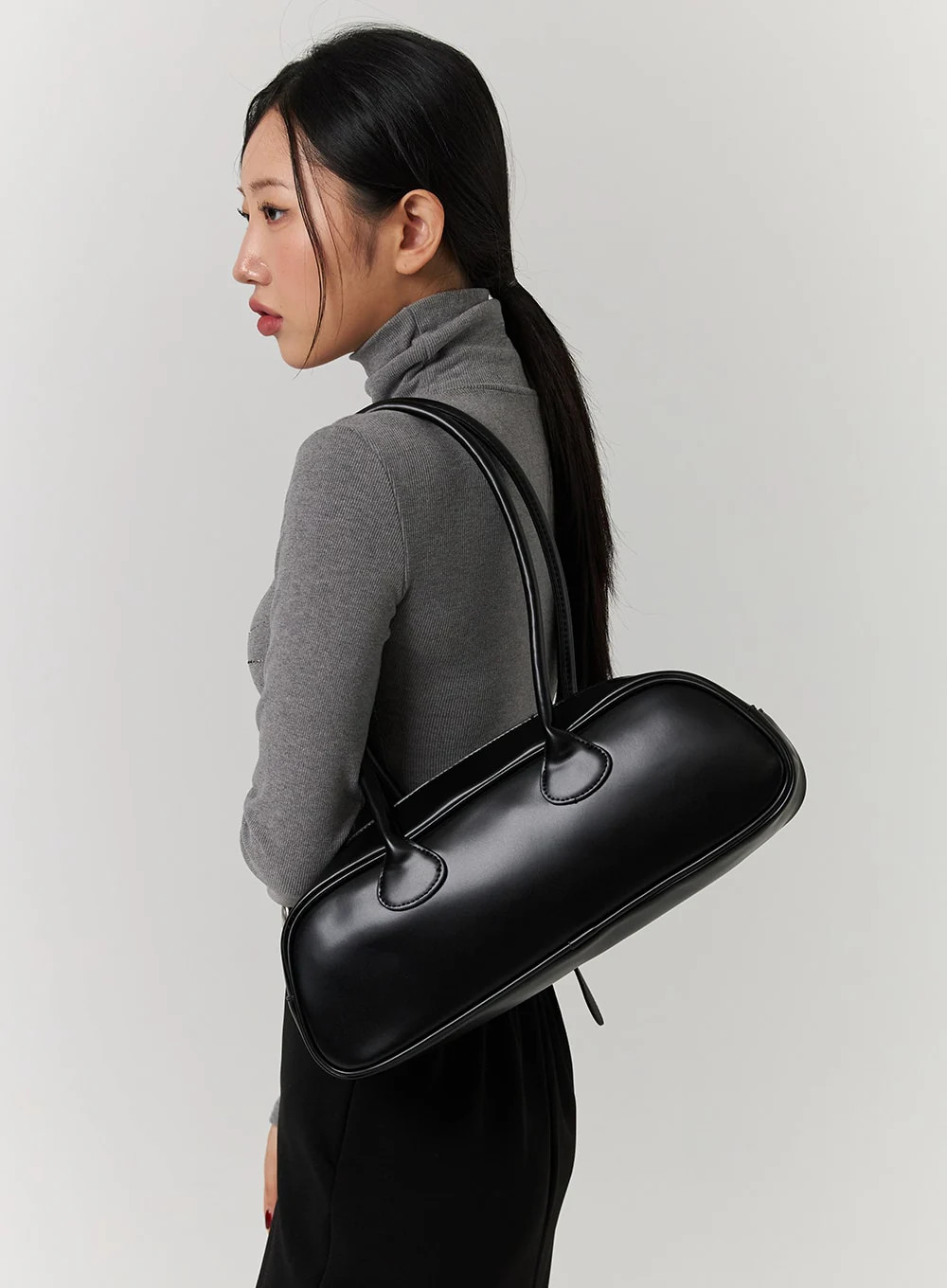 Solid Faux Leather Shoulder Bag CD329 | Lewkin