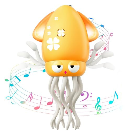 Dancing Squid Baby Toy, Electric Crawling Octopus Tummy Time Toy, Rechargeable Magic Dancing Music Squid Baby Toys for 3 4 5 6 Year Old Kids Boy Girl Birthday Gifts Christmas Stocking Stuffers(Yellow) | Amazon (US)