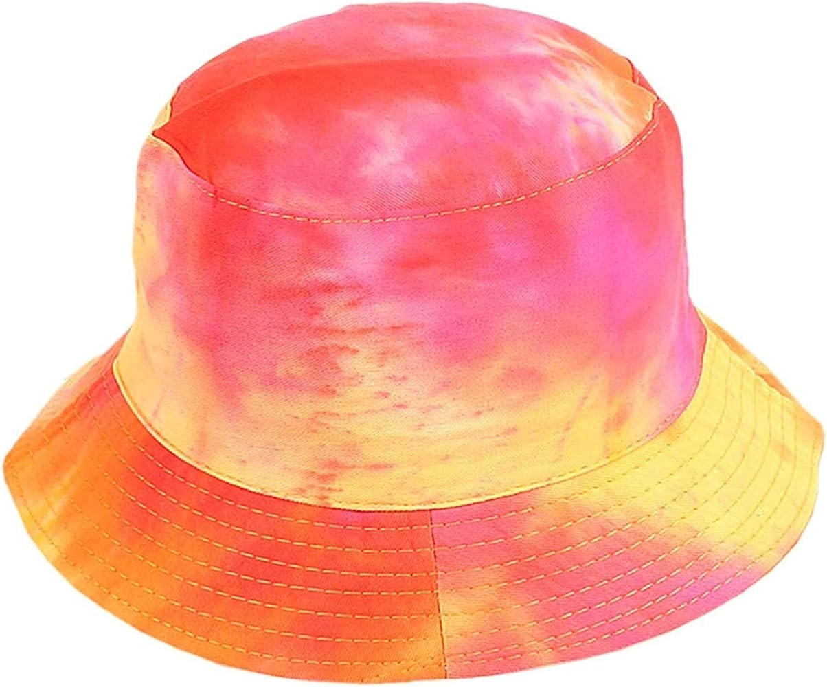 Tie Dye Bucket Hat Reversible Cotton Multicolored Fisherman Cap Packable Sun Hat | Amazon (US)