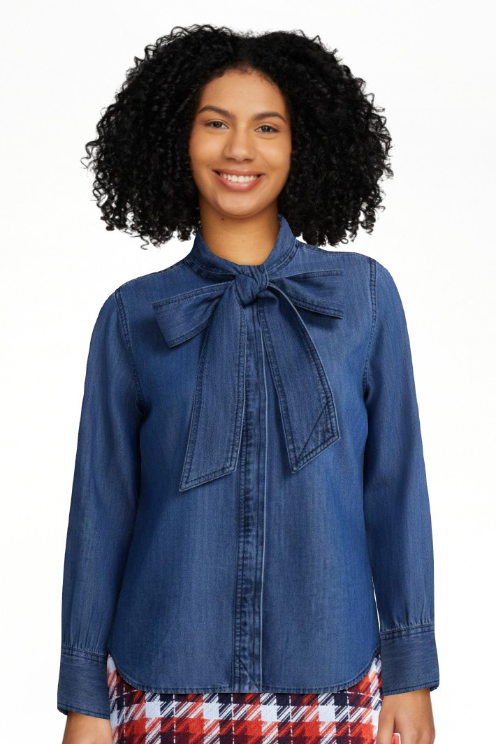 Free Assembly Women's and Women's Plus Long Sleeve Tie Neck Shirt, Sizes XS-4X | Walmart (US)