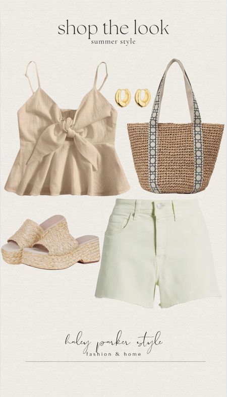 Shop the look summer style! 

Denim shorts, vacation outfit, tank top, gold earrings, bag 

#LTKStyleTip #LTKItBag #LTKShoeCrush