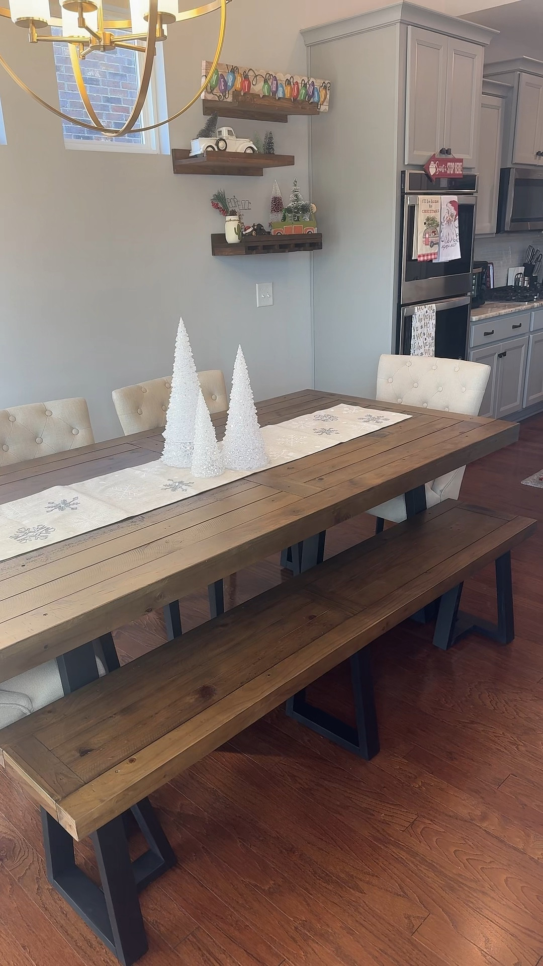 This table from wayfair is stunning! Amazing quality, the chairs and the bench are quite comfortable. This is a rustic but modern table and I’m obsessed with how good it is! 

#LTKHome #LTKWatchNow #LTKParties