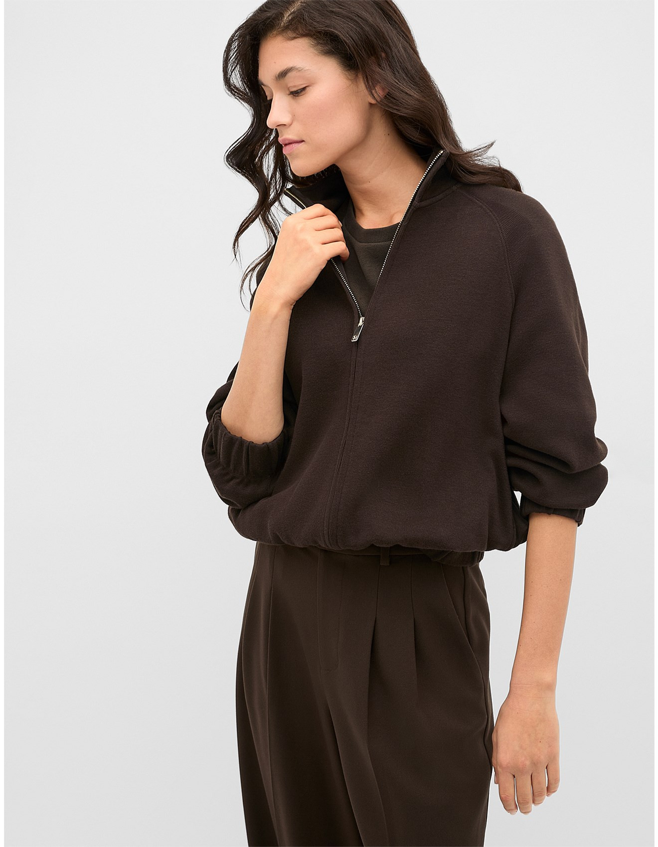 HEAVY RIB ZIP THRU SWEAT | David Jones (Australia & New Zealand)