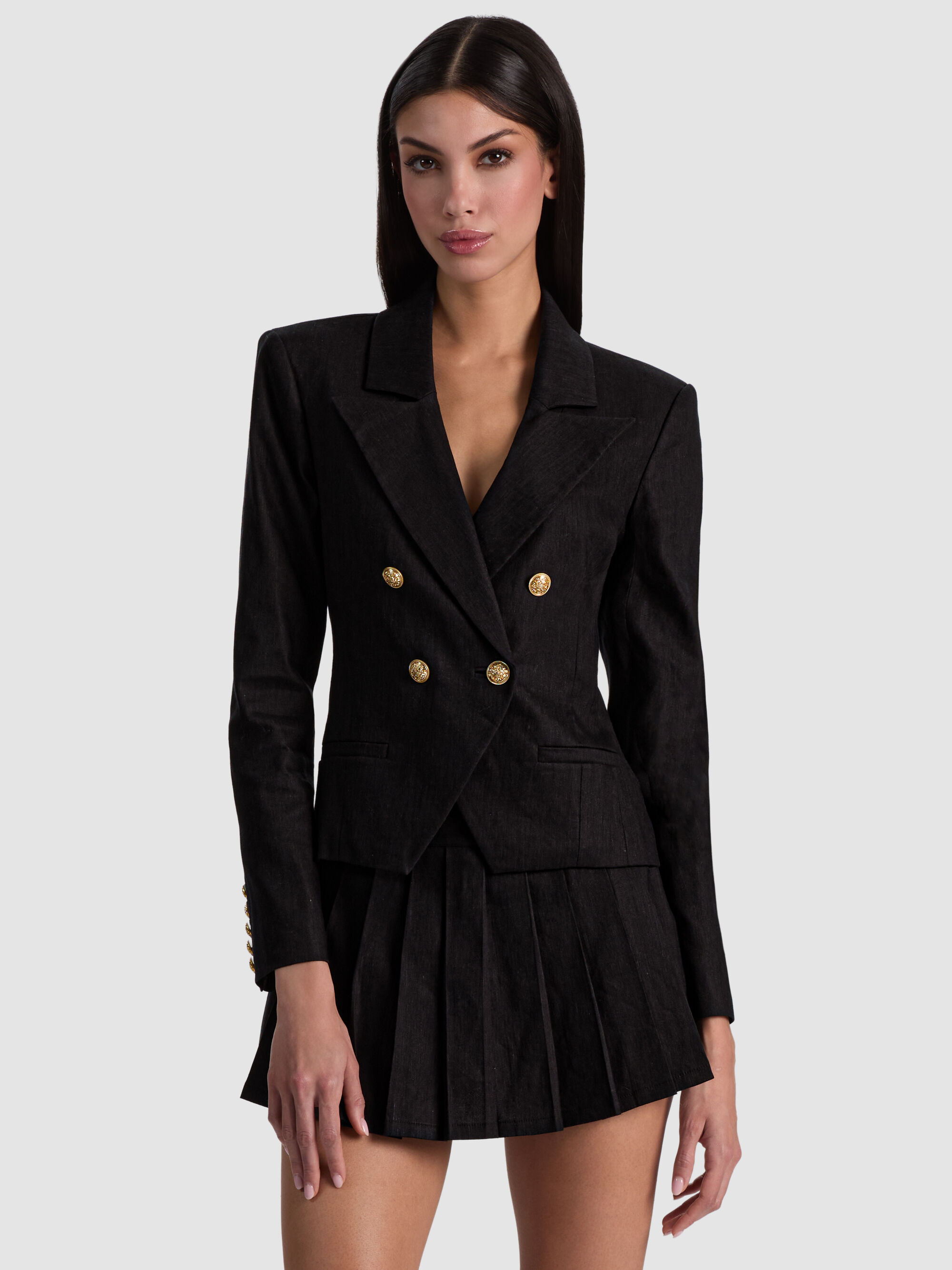 SABLE LINEN CROPPED BLAZER | Alice + Olivia