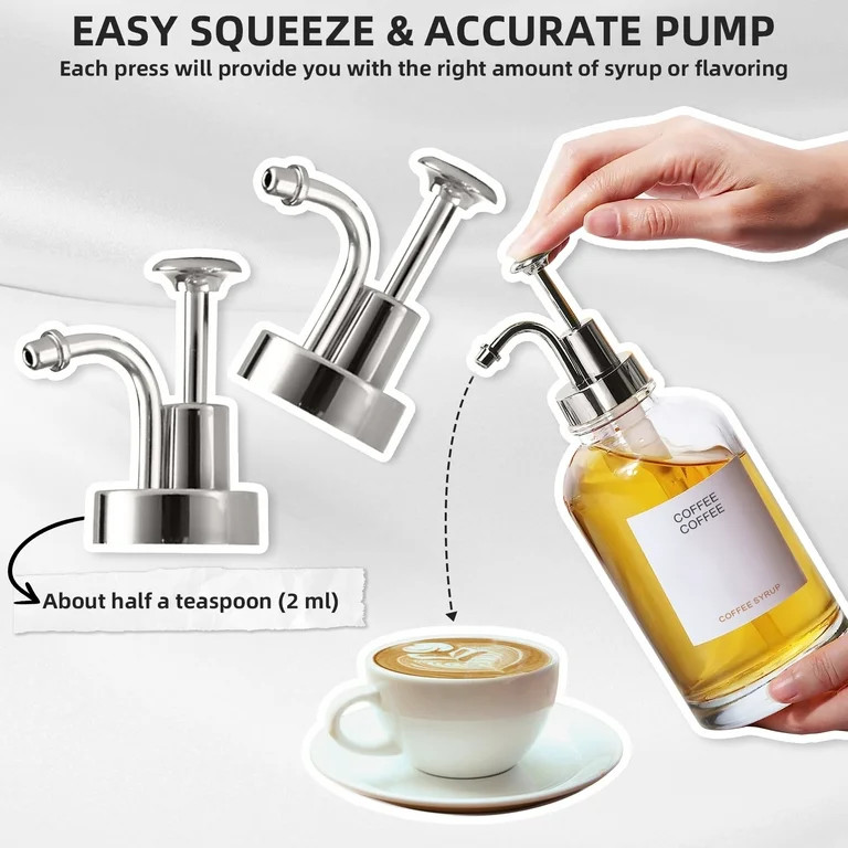 CrBoelves Coffee Syrup Dispenser for Coffee Bar Organization, 2pk Glass Coffee Syrup Bottle with ... | Walmart (US)