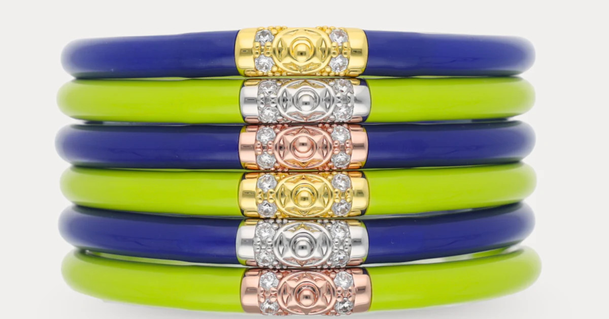 Lapis/Wasabi Summer Stripes Bangle Stack | BuDhaGirl
