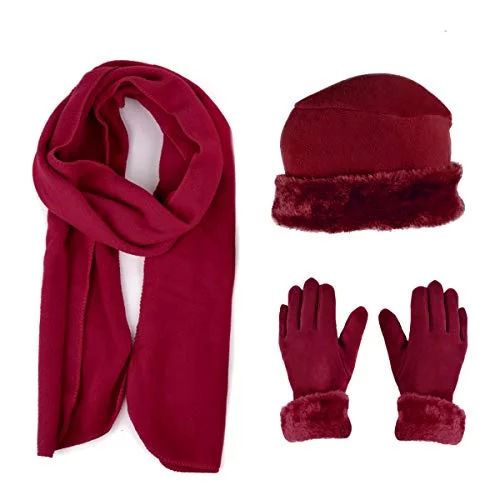 Women's Warm Fleece Winter Set - Scarf, Hat, and Gloves Set - Walmart.com | Walmart (US)