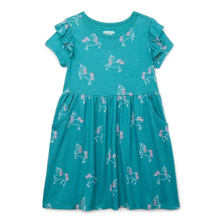 Garanimals Toddler Girls Flutter Sleeve Print Dress, Sizes 18M-5T | Walmart (US)