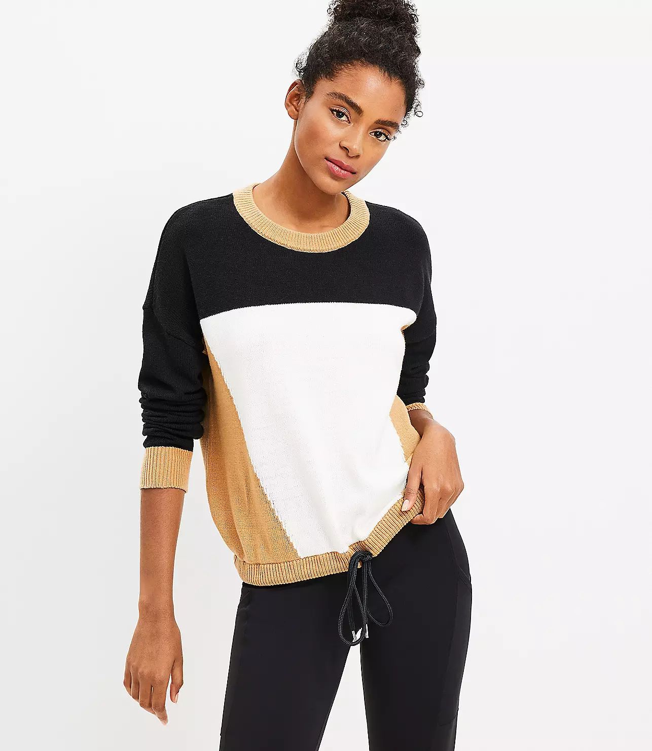 Lou & Grey Colorblock Drawstring Hem Sweater | LOFT