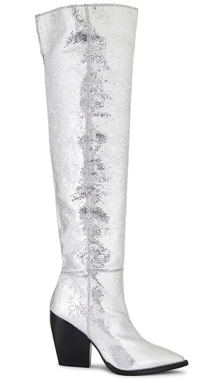 ALLSAINTS Reina Metallic Boot in Metallic Silver. | Revolve Clothing (Global)