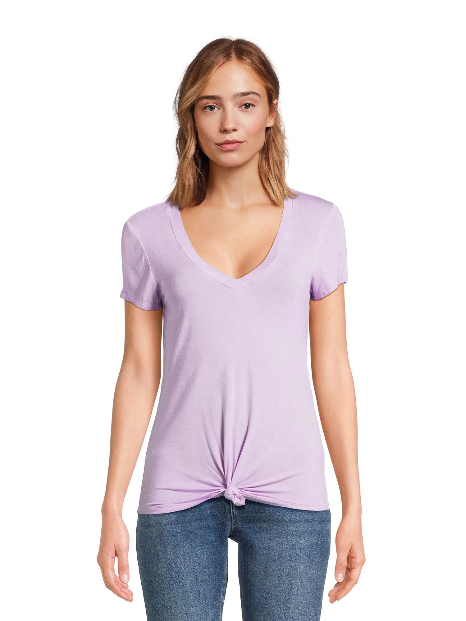 No Boundaries Juniors’ Tie Front T-Shirt, Sizes XS-XXXL | Walmart (US)