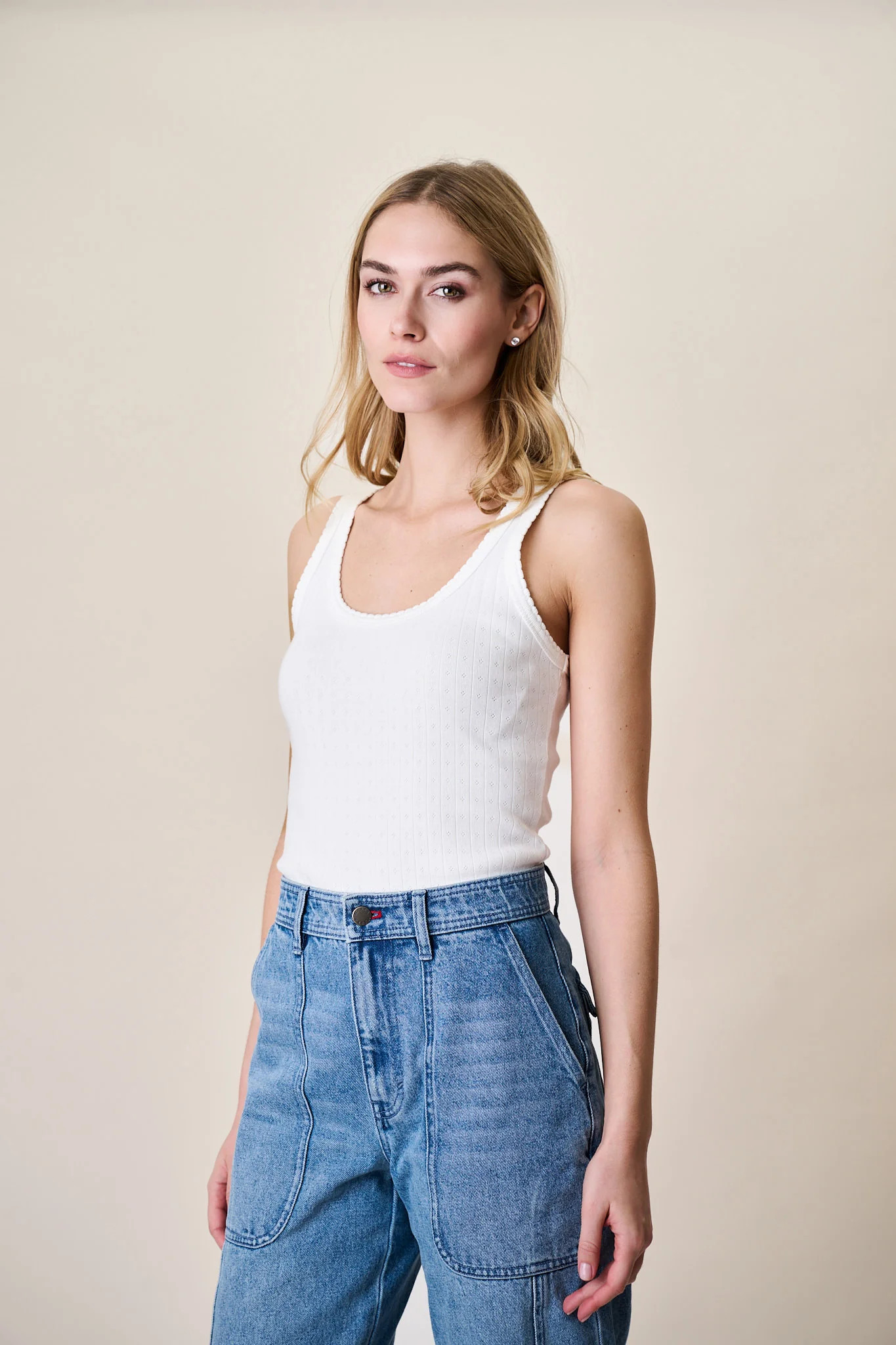 Pointelle Tank - White | Marea