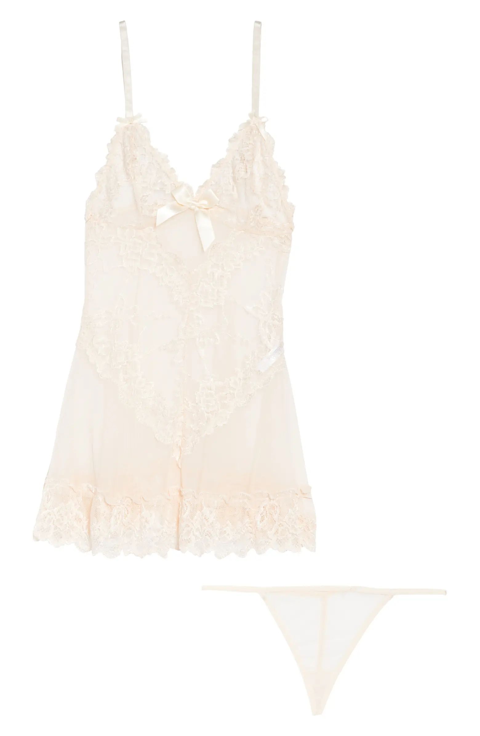 Valentine Soft Cup Babydoll Chemise & G-String Thong | Nordstrom