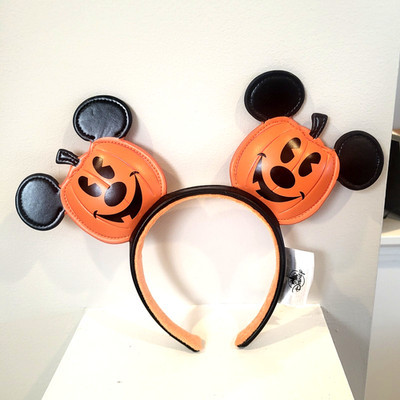 Disney Parks Halloween Pumpkin Jack-o'-Lantern Mickey Mouse Ears Headband | eBay US