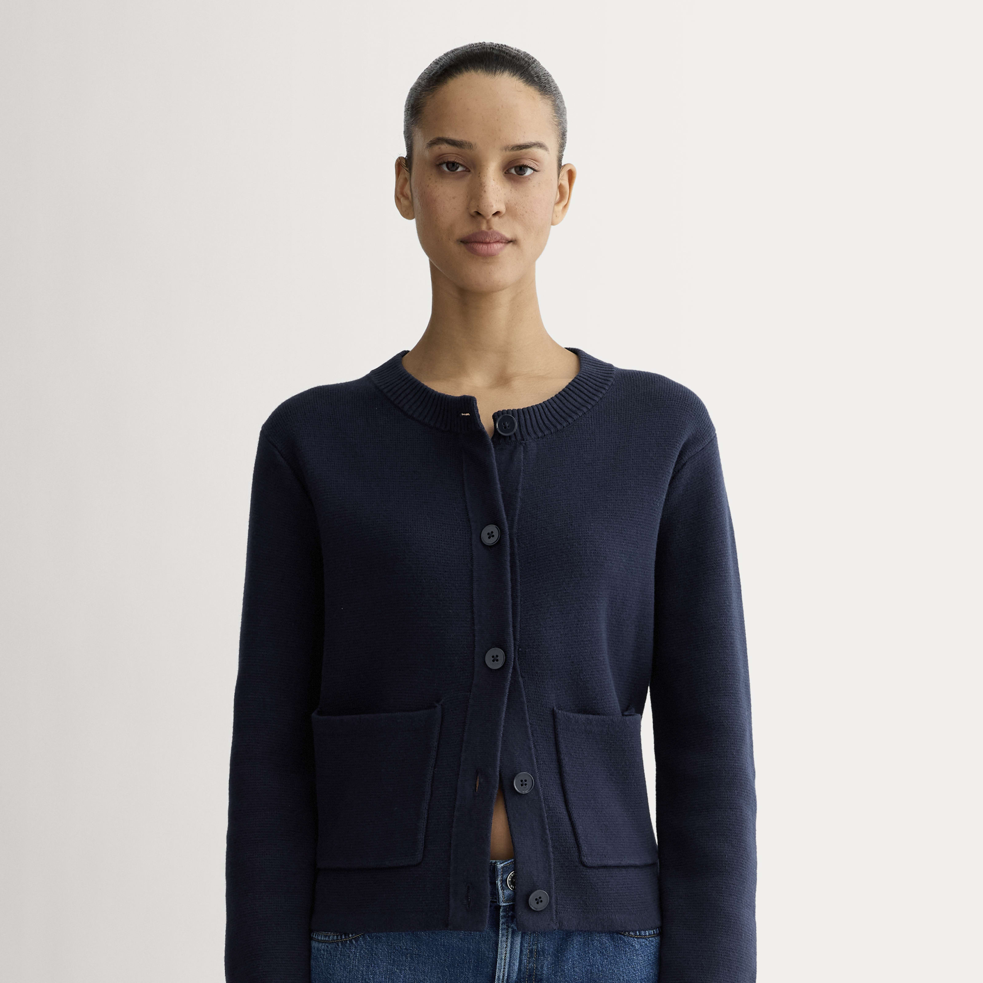 Women's Crew Cardigan in Everyday Cotton by Everlane in Navy, Size XL | Everlane