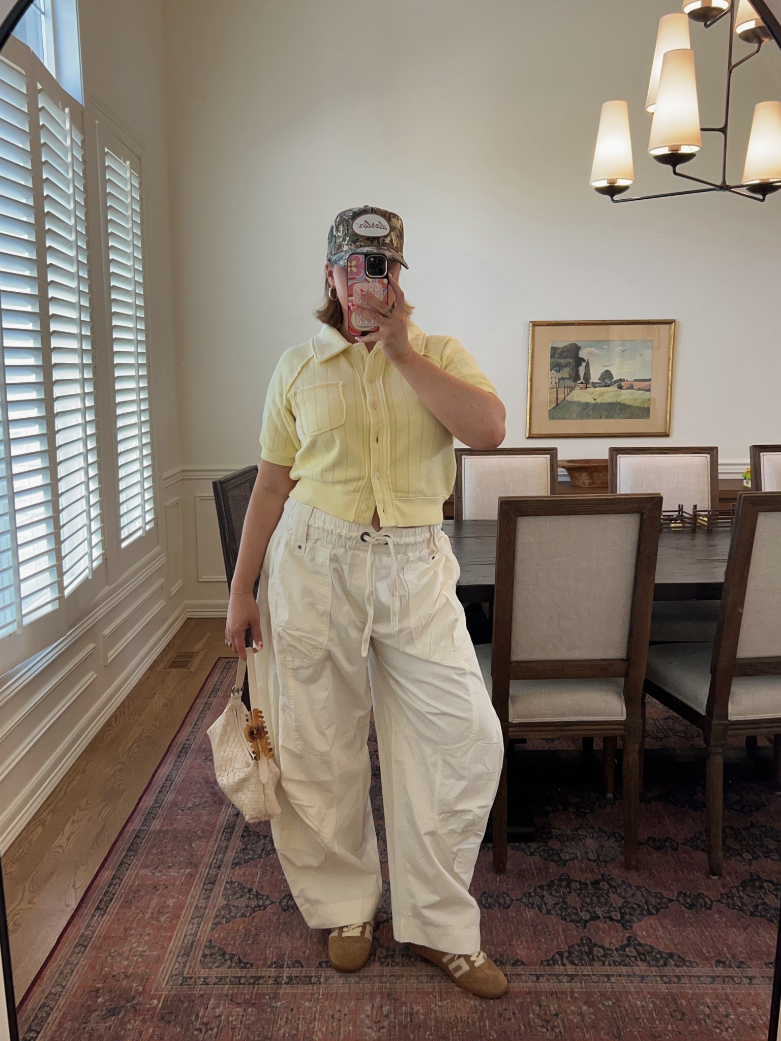 Fee people shirt L, pants M, Amazon woven purse!! Cutest camo hat! 