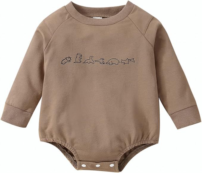 Amazon.com: Wytyjxccyy Baby Boy Girl Crewneck Sweatshirt Onesie Dinosaur Print Long Sleeve Romper... | Amazon (US)