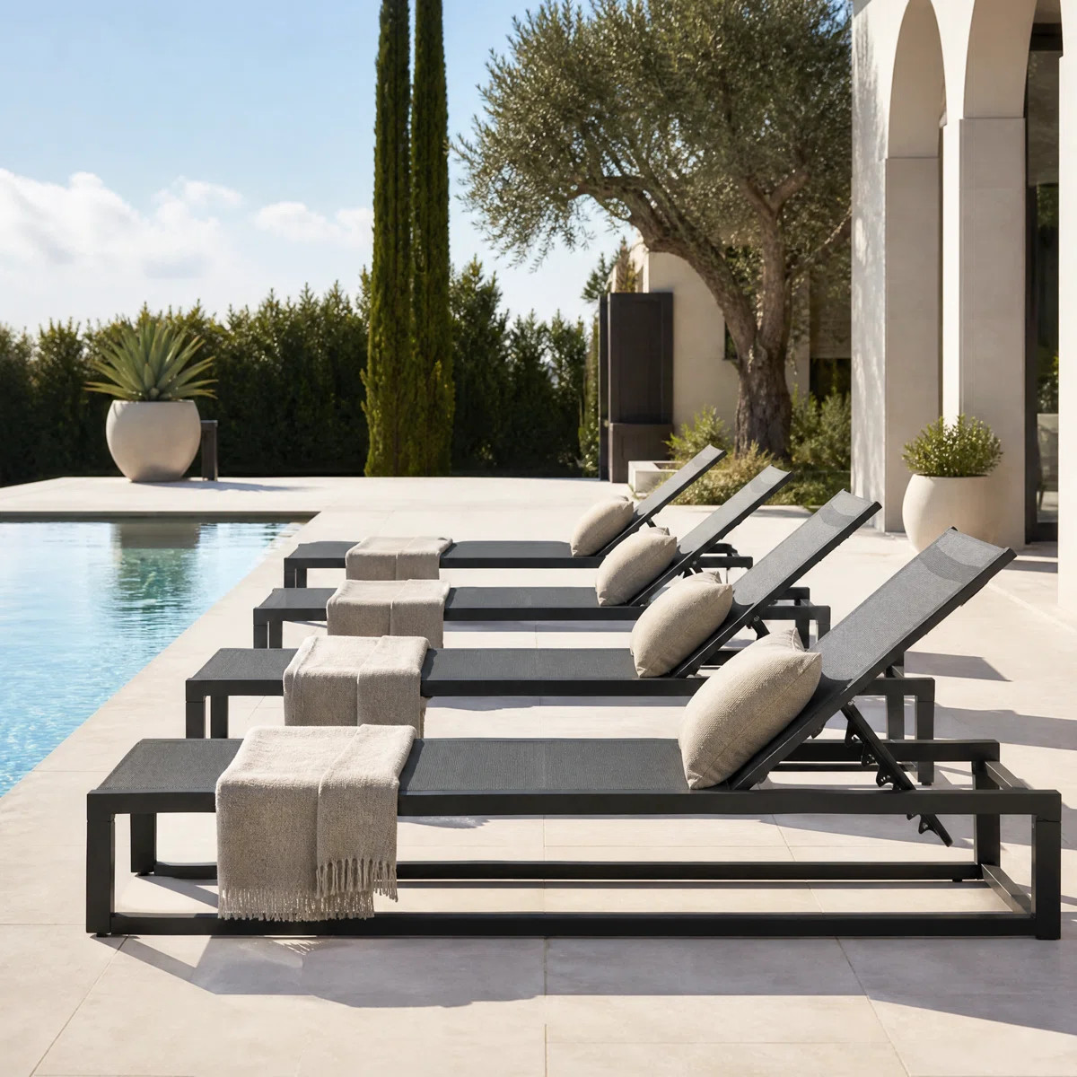 Alliyiah Outdoor Metal Chaise Lounge Set (Set of 4) | Wayfair North America