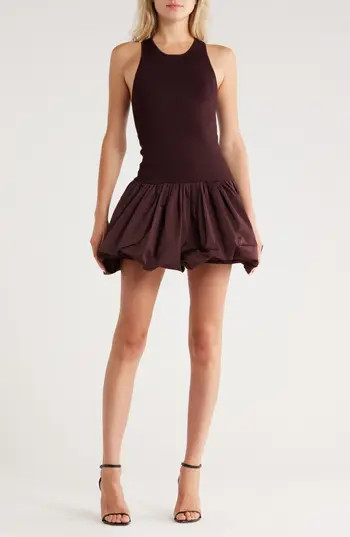 A.L.C. Eloise Sleeveless Bubble Hem Minidress in Chocolate Plum at Nordstrom Rack, Size Small | Nordstrom Rack