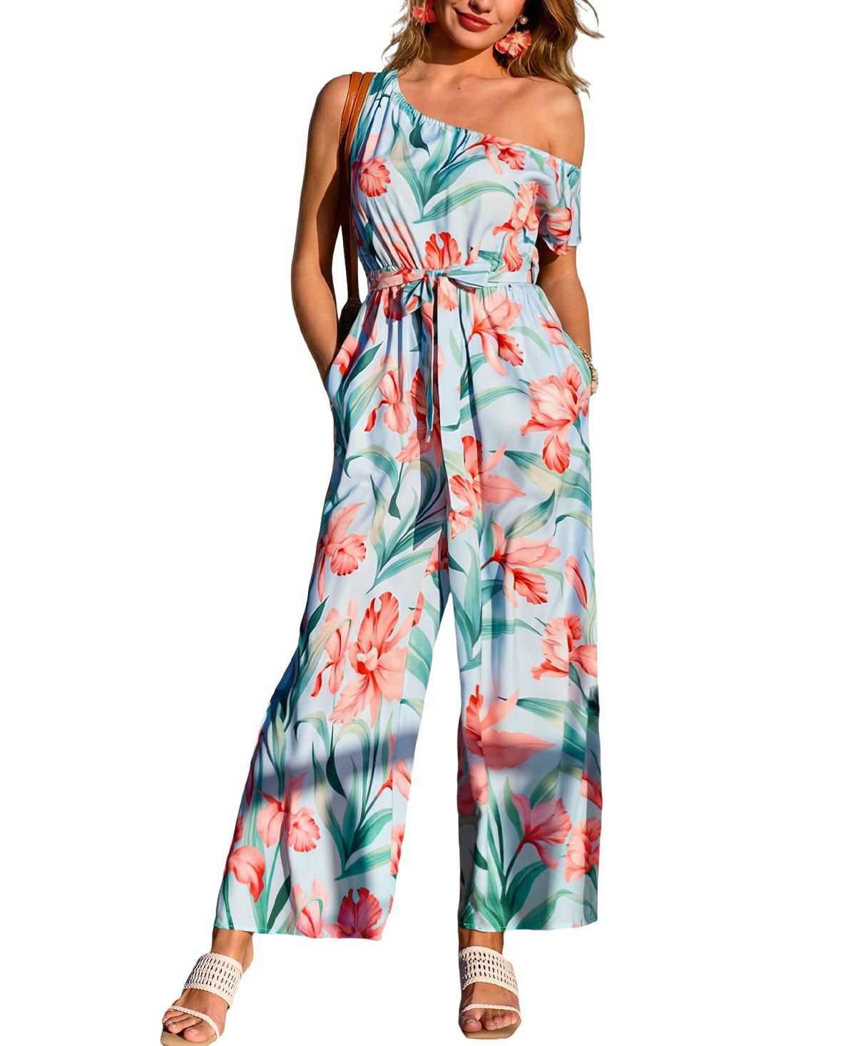 Cupshe Women's Tropical Hideaway Floral Jumpsuit - Light/pastel blue | Macy's