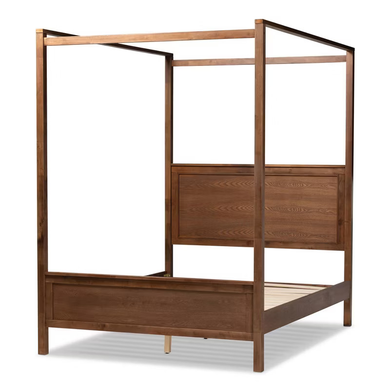 Veronica Walnut Finished Wood Platform Canopy Bed Walnut Brown - Baxton Studio | Target