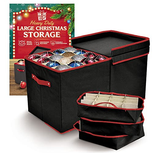 Holiday Cheer Premium Christmas Ornament Storage with 8 Tray – Christmas Storage Container with Dividers Perfect for Holiday Decorations– Fits 128 Holiday Ornaments – Tear-Proof Fabric | Amazon (US)
