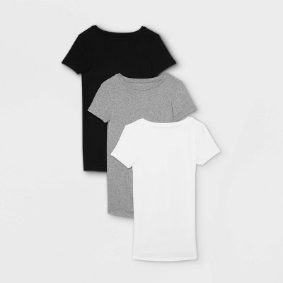 Short Sleeve Round Neck Non-Shirred 3pk Bundle Maternity T-Shirt - Isabel Maternity by Ingrid & Isabel™ Black/White/Gray XS | Target