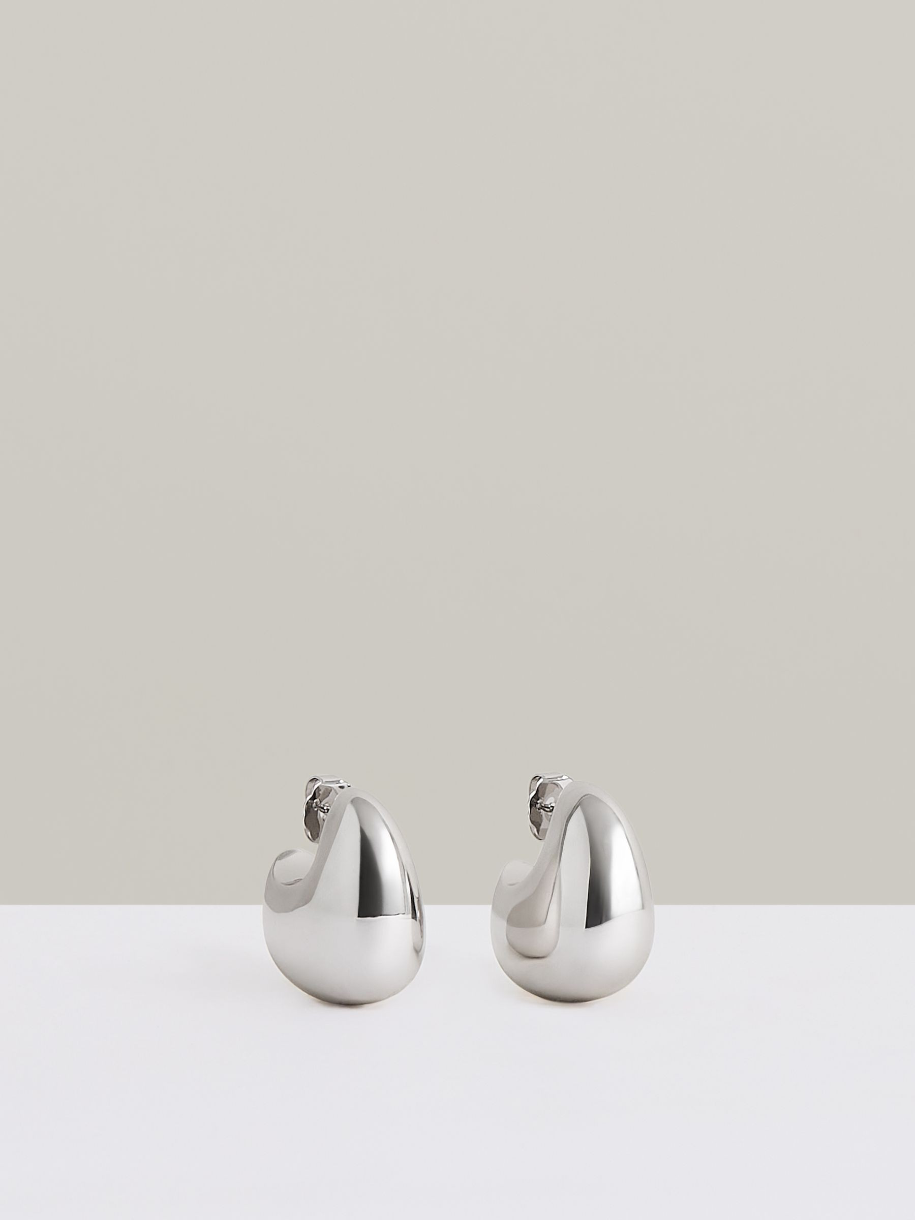 Reiss Curve Scoop Earrings in Silver Tone - REISS | Reiss UK
