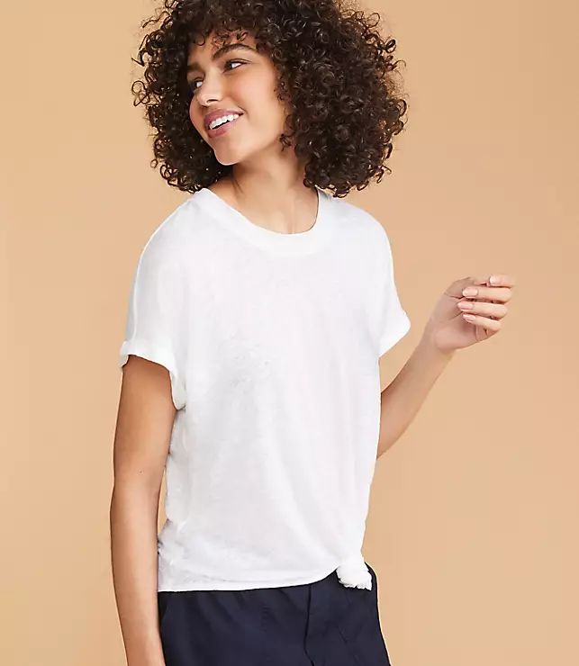 Lou & Grey Knotted Softserve Linen Tee | LOFT | LOFT