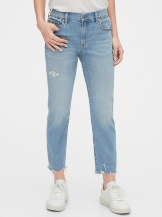 Mid Rise Destructed Girlfriend Jeans | Gap (US)