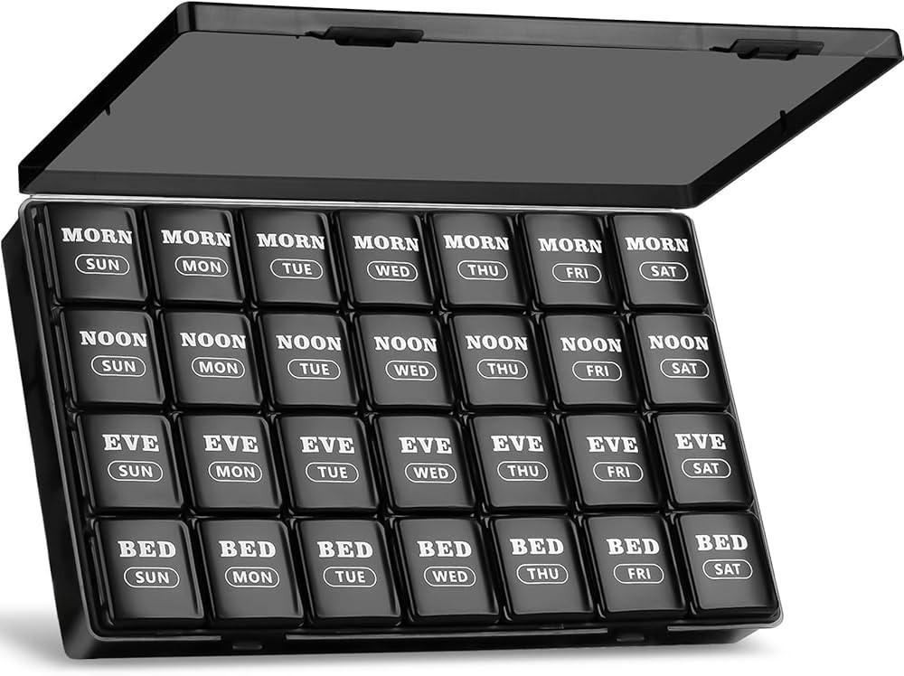 XL Large Weekly Pill Organizer 4 Times a Day, 7-Day Pill Boxes and Organizer AM PM, Big Compartme... | Amazon (US)